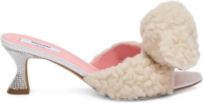 Moschino Muiltjes met teddybeer en kristallen Beige