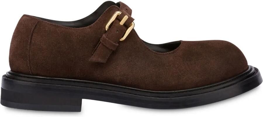 Moschino Olivia suède loafers met gesp Bruin