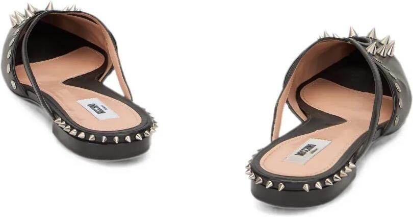 Moschino Platte muiltjes verfraaid met spikes en puntige neus Zwart - Foto 2