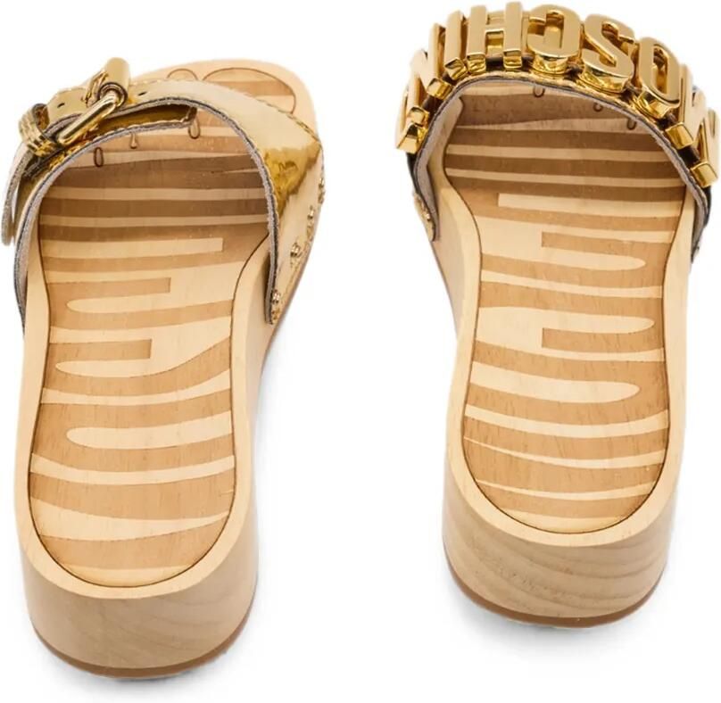 Moschino Platte sandalen met gespdetail en logoplakkaat Goud - Foto 3