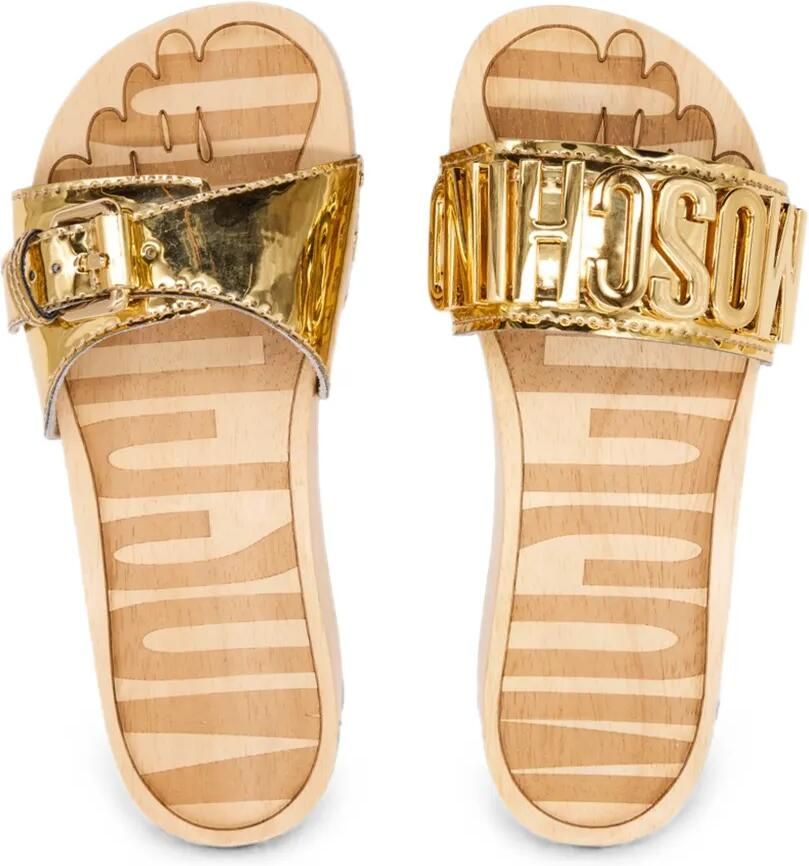 Moschino Platte sandalen met gespdetail en logoplakkaat Goud - Foto 2