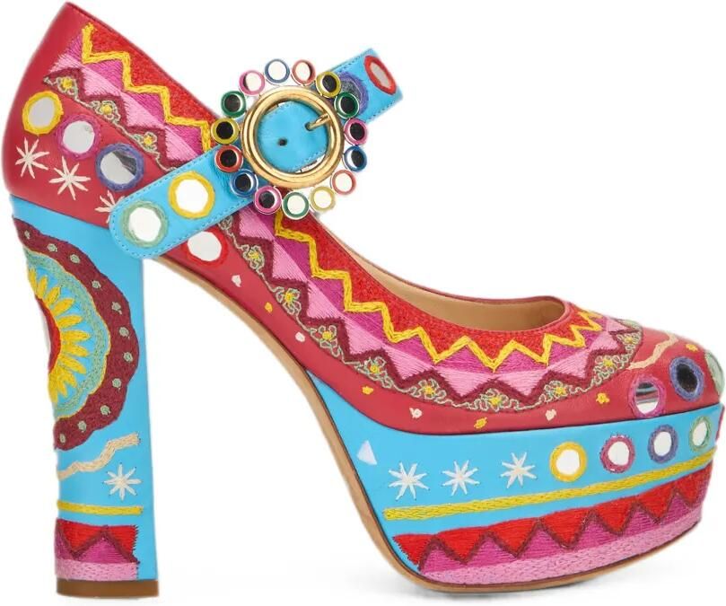 Moschino Pumps met plateauzool en borduurwerk Rood