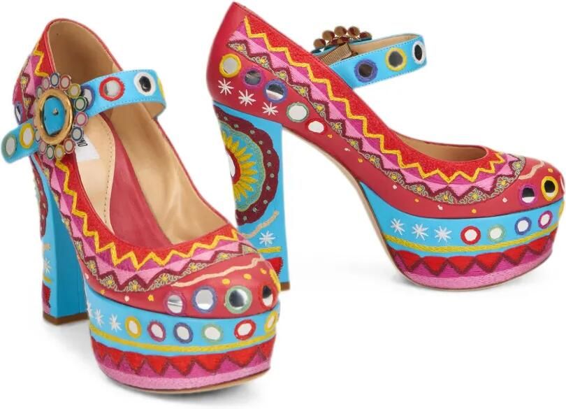 Moschino Pumps met plateauzool en borduurwerk Rood - Foto 3