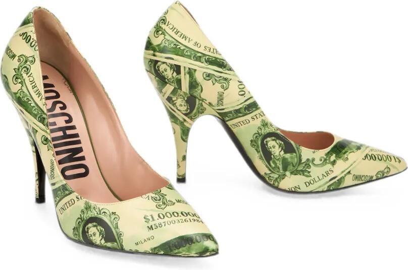 Moschino Pumps met puntige neus en dollarprint Groen - Foto 3