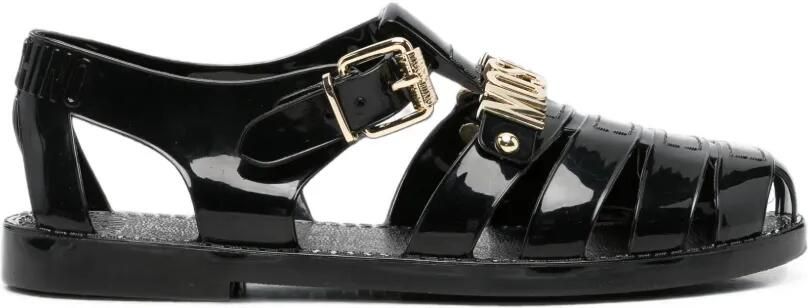 Moschino Sandalen met gespen en logo-letters Zwart