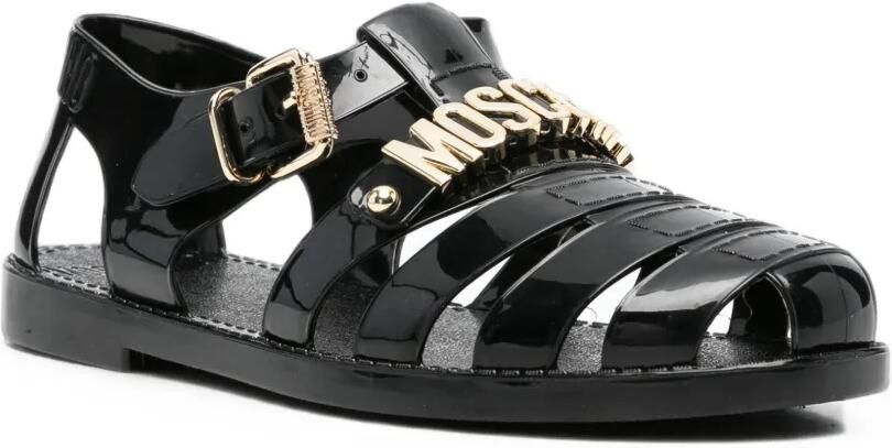 Moschino Sandalen met gespen en logo-letters Zwart - Foto 2