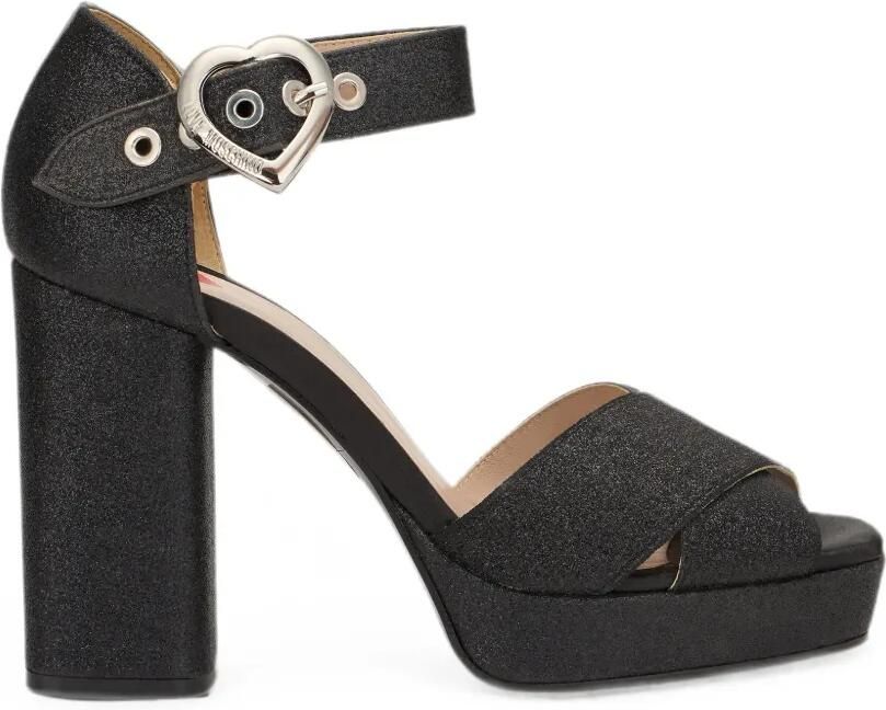 Moschino Sandalen met hartvormige gesp en glitters Zwart