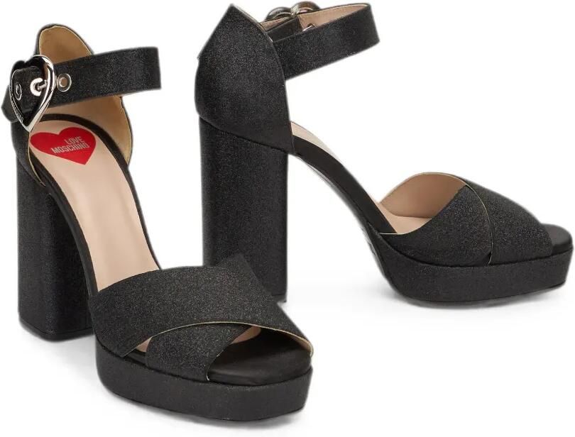 Moschino Sandalen met hartvormige gesp en glitters Zwart - Foto 3
