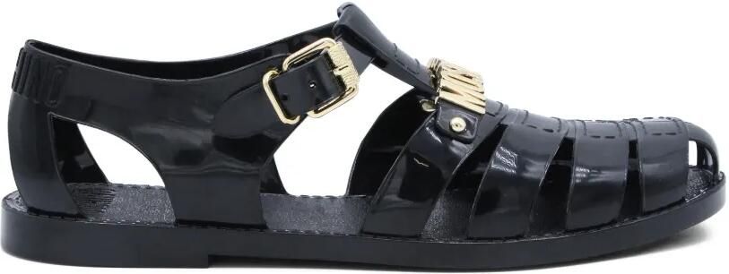 Moschino Sandalen met logogesp Zwart