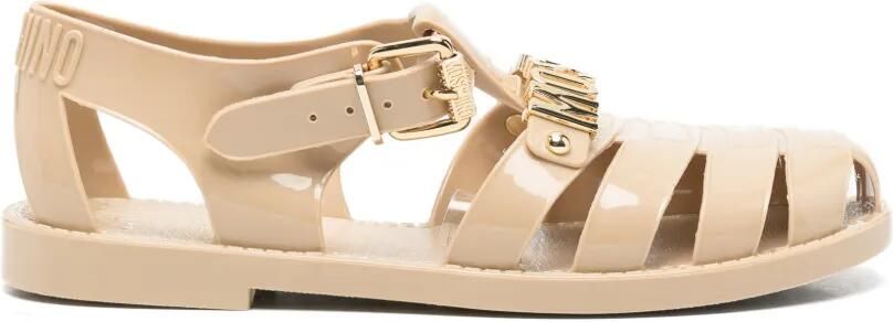 Moschino Sandalen met logoplakkaat Beige
