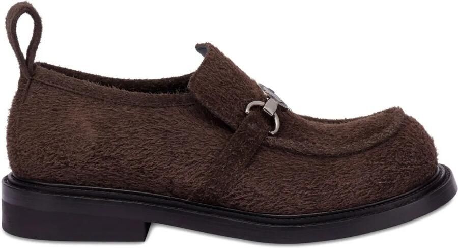 Moschino Slip-on loafers met kalfshaar Bruin
