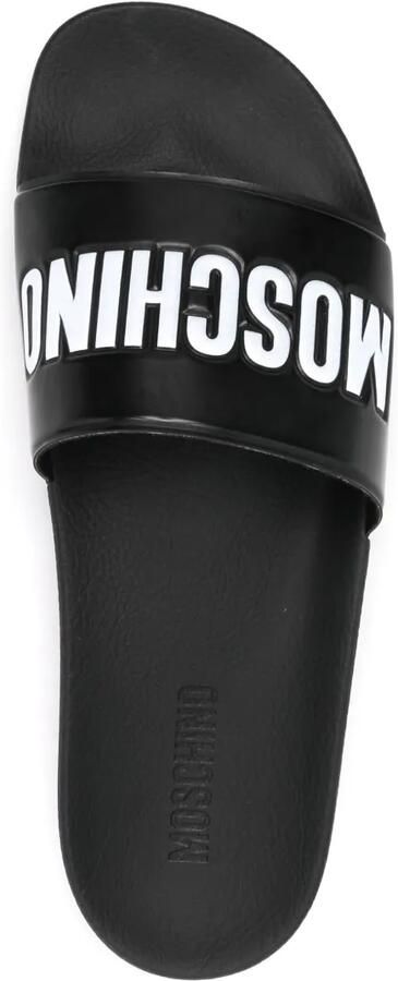 Moschino Slippers met logo-reliëf Zwart - Foto 2