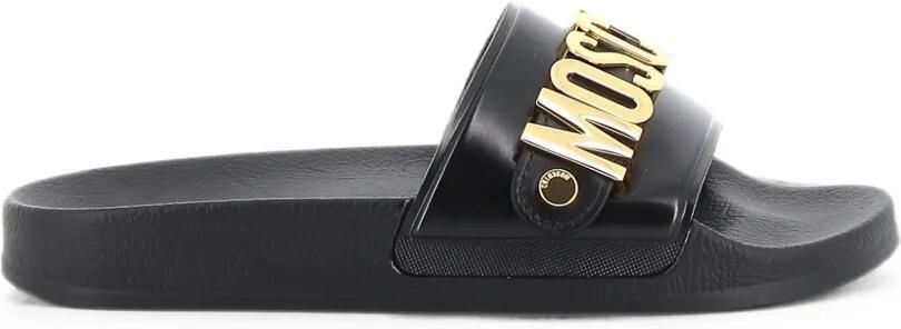 Moschino Slippers met logo Zwart