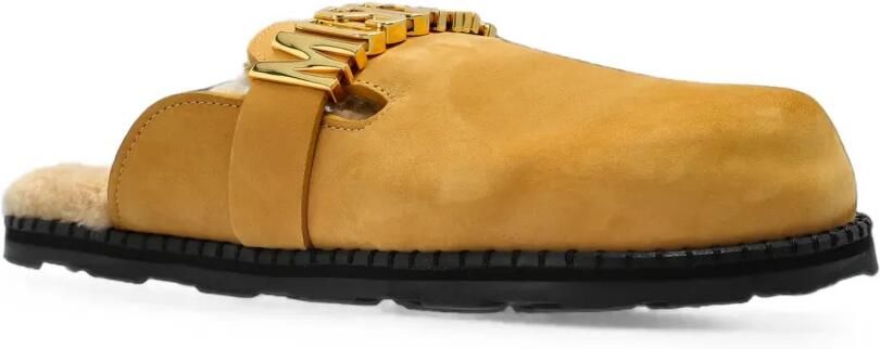 Moschino Slippers met logoplakkaat Beige