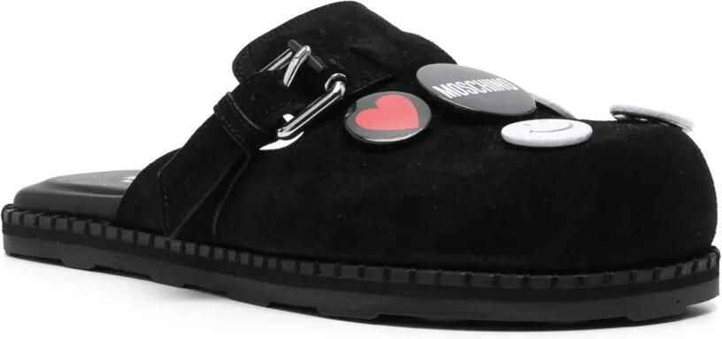 Moschino Slippers verfraaid met broche Zwart - Foto 4