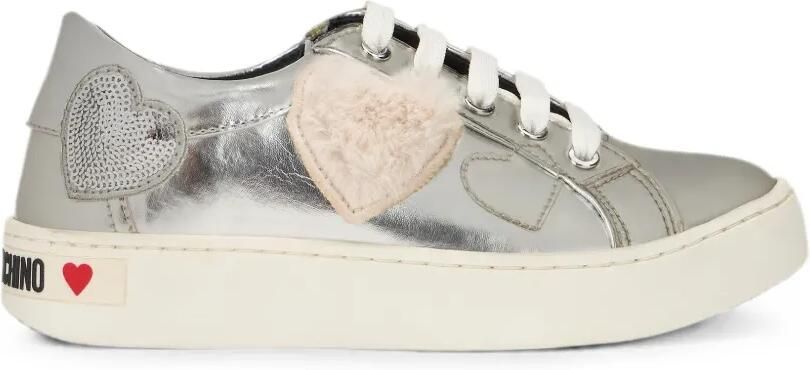 Moschino Sneakers verfraaid met pailletten en hartpatch Zilver