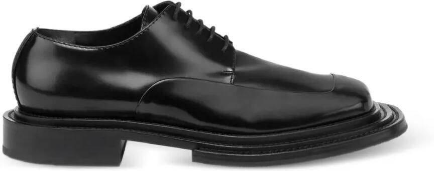 Moschino square-toe leather Derby shoes Zwart