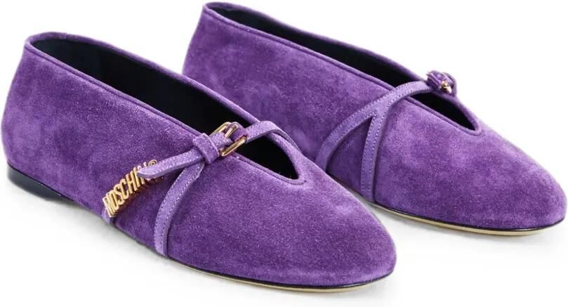 Moschino Suède ballerina's met logogesp Paars - Foto 2