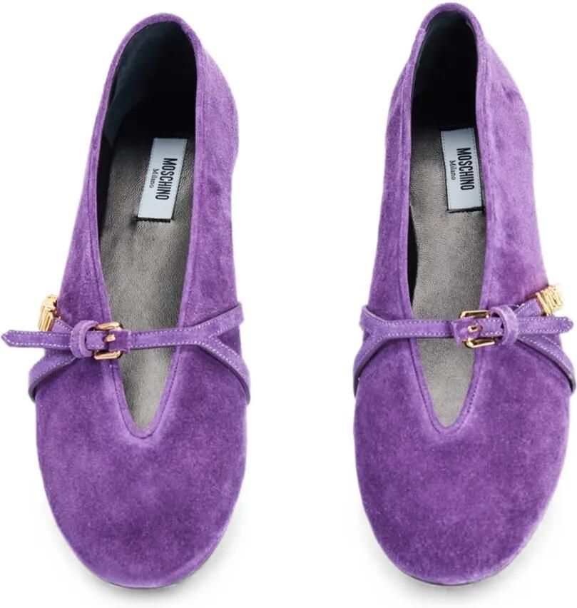 Moschino Suède ballerina's met logogesp Paars - Foto 4
