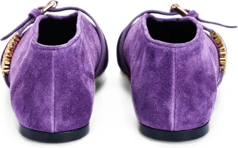 Moschino Suède ballerina's met logogesp Paars - Foto 3
