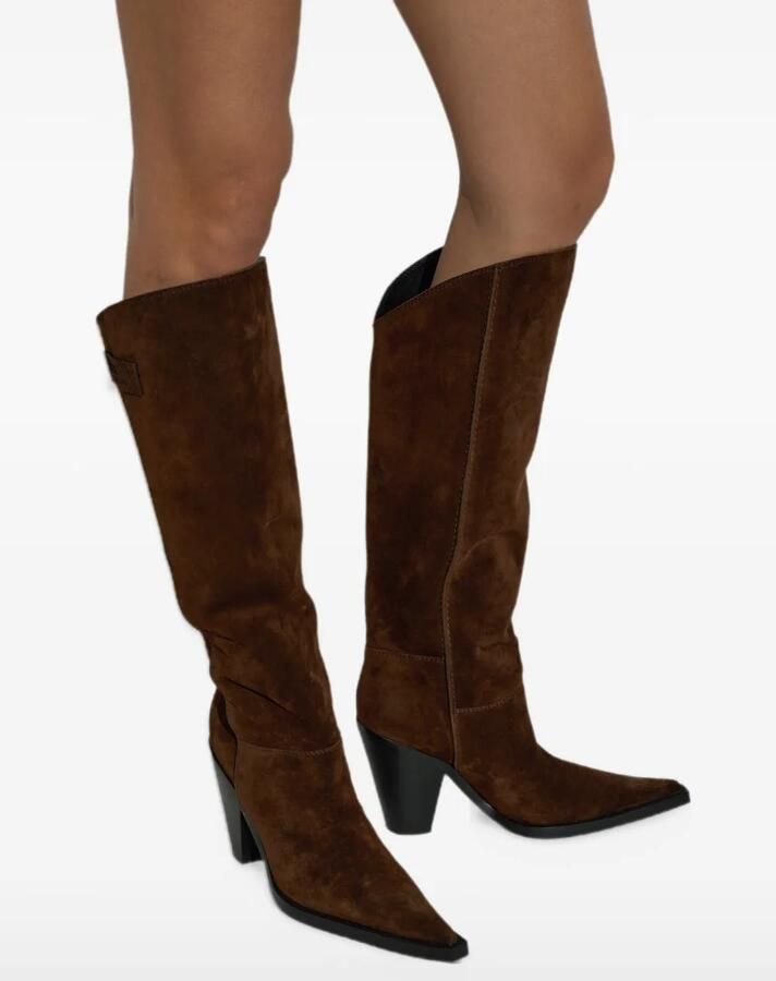 Moschino suede heeled knee-high boots Bruin - Foto 2