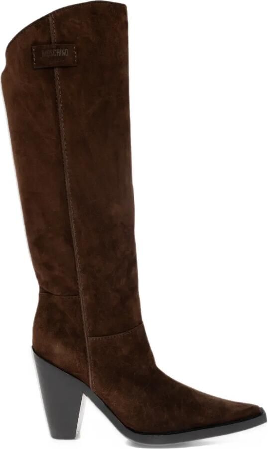 Moschino suede heeled knee-high boots Bruin - Foto 3