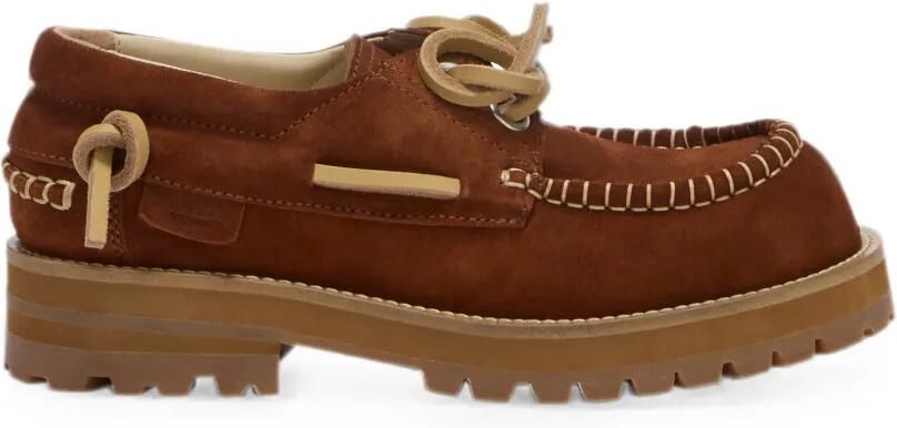 Moschino Suède loafers met stiksels Bruin