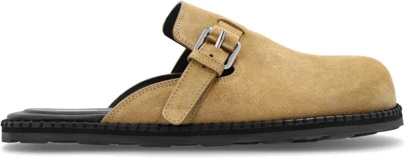 Moschino Suède muiltjes met gesp Beige