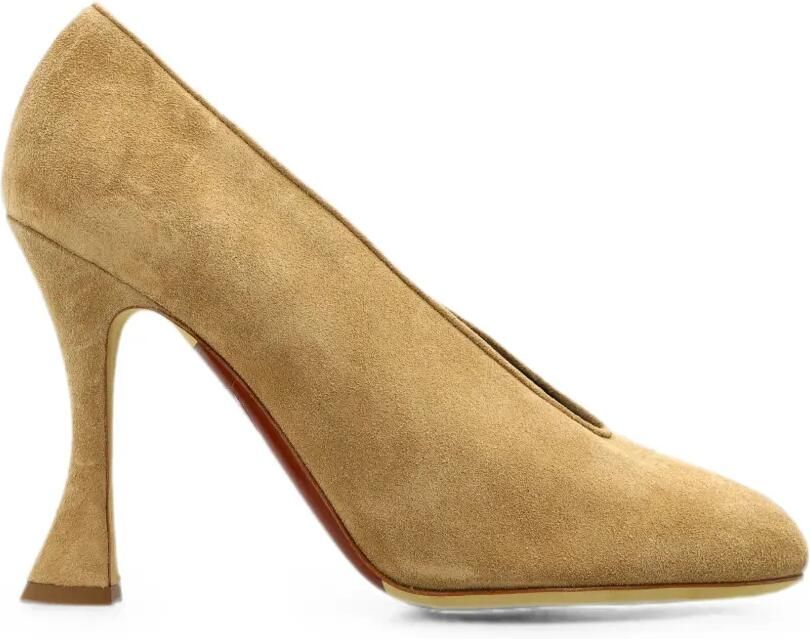 Moschino Suède pumps met V-detail Beige