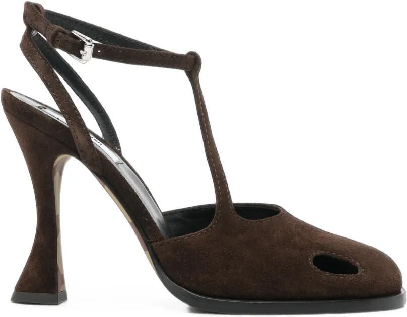 Moschino Suède pumps met T-bandje Bruin