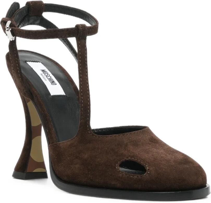 Moschino Suède pumps met T-bandje Bruin - Foto 2