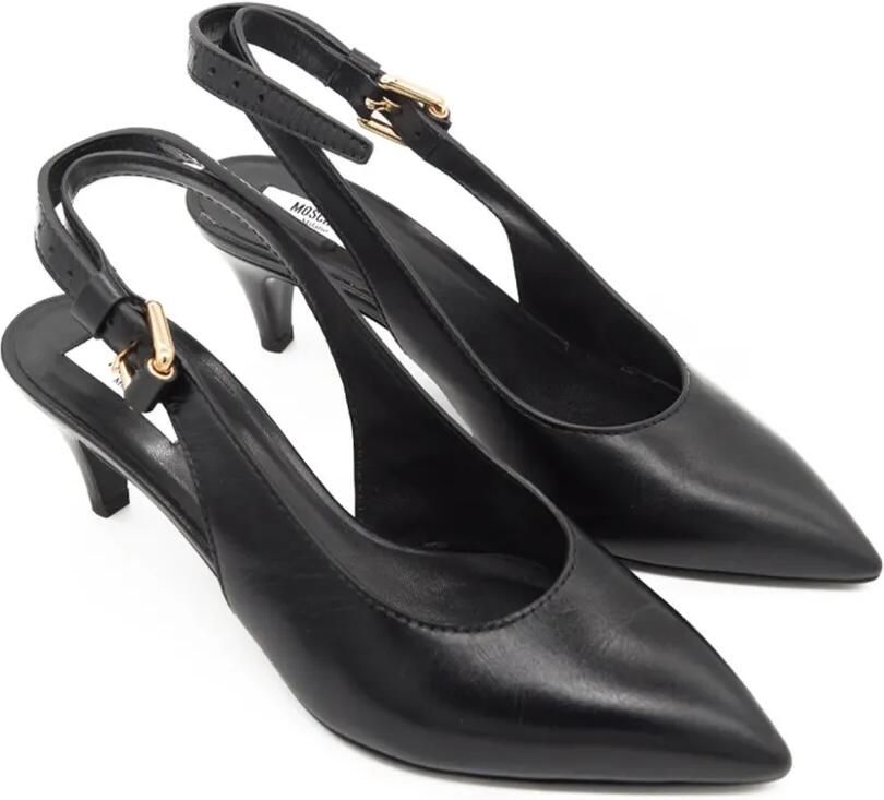 Moschino Tie Me leren slingback pumps Zwart