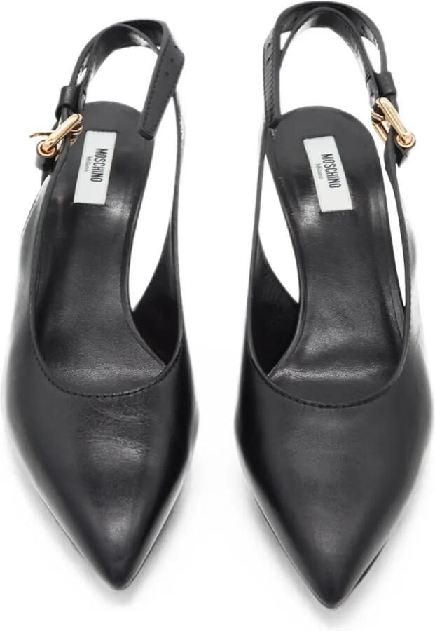 Moschino Tie Me leren slingback pumps Zwart - Foto 2