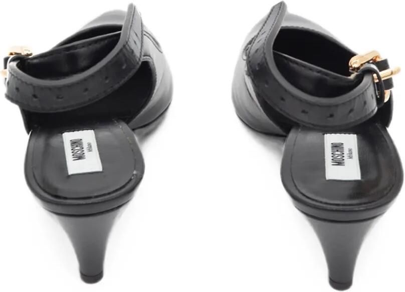 Moschino Tie Me leren slingback pumps Zwart - Foto 3