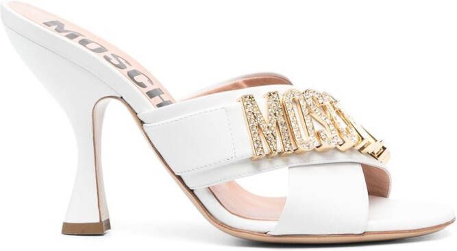 Moschino Muiltjes met logoplakkaat Wit