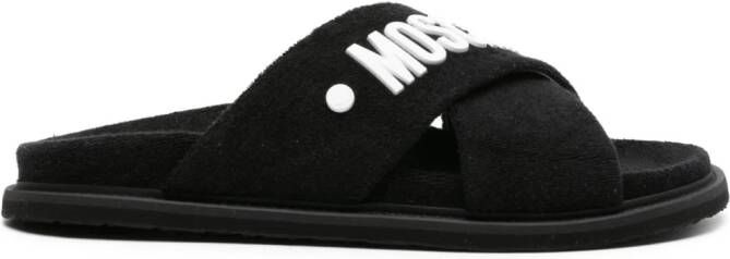 Moschino Sandalen met gekruiste bandjes met logo-reliëf Zwart