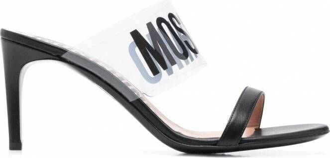 Moschino Sandalen met logoband en hak Zwart