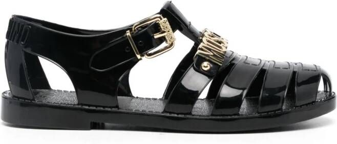 Moschino Sandalen met logoplakkaat Zwart