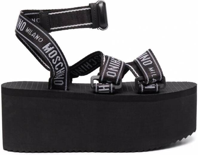 Moschino Sandalen met logoprint Zwart