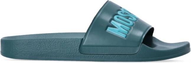 Moschino Slippers met logo-reliëf en voorgevormd voetbed Blauw