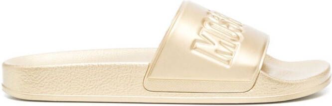 Moschino Slippers met logo-reliëf Goud