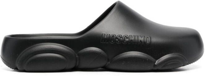 Moschino Slippers met logo-reliëf Zwart