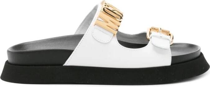 Moschino Slippers met logo Wit