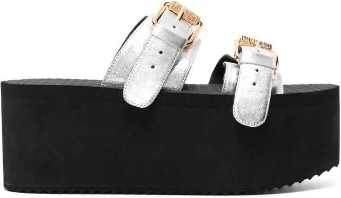 Moschino Slippers met plateauzool Zilver
