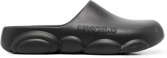Moschino Slippers met ronde neus Zwart