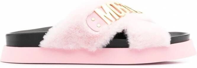 Moschino Slippers van imitatiebont Roze