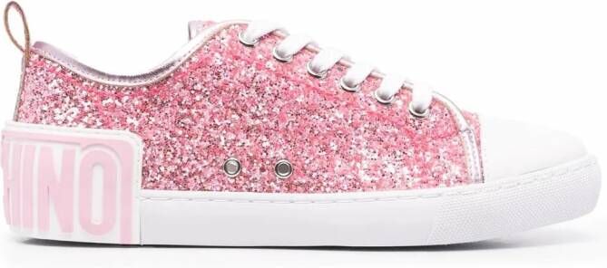 Moschino Sneakers met glitter Roze