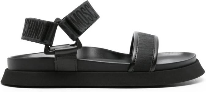 Moschino Sneakers met klittenband en monogram jacquard Zwart