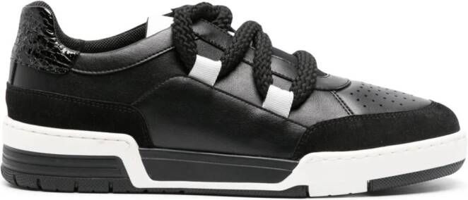 Moschino Sneakers met oversized veters en leren vlak Zwart