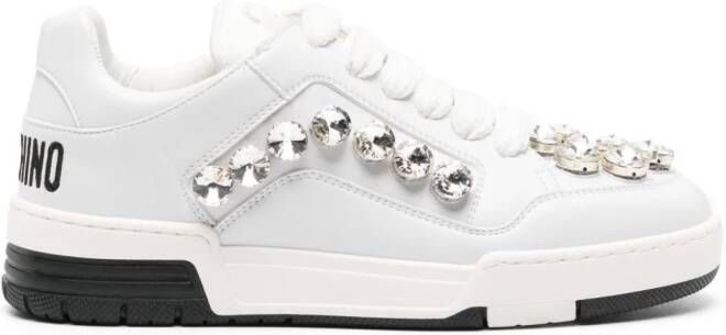 Moschino Sneakers verfraaid met kristallen Wit